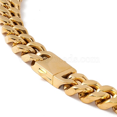 Ion Plating(IP) 304 Stainless Steel Curb Chains Necklace with Crystal Rhinestone for Women(NJEW-E155-04G)-4