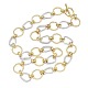 Two Tone Brass Twisted Ring Link Chain Necklaces(KK-C251-34GP)-4
