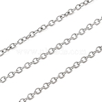 Non-Tarnish 304 Stainless Steel Cable Chains, Soldered, Oval, Stainless Steel Color,1.5x1.1x0.3mm(X-CHS-Q001-09-100m)