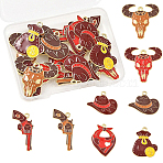 16Pcs 8 Styles West Cowboy Alloy Enamel Pendants, Gun/Cattle/Scarf Charms, Golden, Mixed Color, 16.5~27.5x20~31.5x2mm, Hole: 1.6~1.8mm, 2pcs/style (ENAM-YW0009-30)