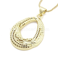 Brass Pendants Necklace, Hollow Theme, Teardrop, 16.77 inch(426mm)(NJEW-B101-02G-03)