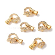 Brass Micro Pave Cubic Zirconia Fold Over Clasps, Word 520 with Heart, Mixed Color, 23mm, Hole: 4.3mm(KK-B098-01G)