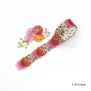 Adhesive Paper Decorative Tape, for Scrapbook, Gifts, Diary, Album, Stationery and Journals Supplies, Flower Pattern, 35x13mm, about 200pcs/roll(TAPE-PW0001-152C)