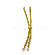 Nylon Twisted Cord Bracelet Making, Slider Bracelet Making, with Eco-Friendly Brass Findings, Round, Golden, Olive, 8.66~9.06 inch(22~23cm), Hole: 2.8mm, Single Chain Length: about 4.33~4.53 inch(11~11.5cm)(MAK-M025-151)