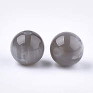 Resin Beads, Imitation Gemstone, Round, Light Grey, 12mm, Hole: 2mm(X-RESI-S377-15A-02)