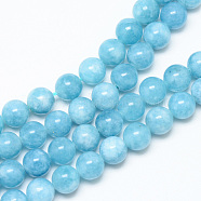 Natural Blue Quartz Beads Strands, Imitation Amazonite Color, Round, Dyed, 10~11mm, Hole: 1mm, about 38~39pcs/strand, 14.9~15.3 inch(G-R345-10mm-29-1)