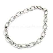 Fashionable 304 Stainless Steel Engraved Vine Mother-son Chain Bracelets, with Lobster Claw Clasps, Stainless Steel Color, 8-5/8 inch(220mm), 7mm(STAS-A028-B101P)