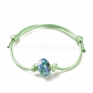Natural Ocean White Jade(Dyed) Rondelle Beaded Cord Bracelet, Gemstone Adjustable Bracelet for Women, Yellow Green, Inner Diameter: 1-3/4~3-1/8 inch(4.3~7.9cm)(BJEW-JB08057-03)