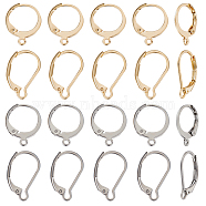 80Pcs 4 Style 304 Stainless Steel Leverback Earring Findings, with Loop, Real 24K Gold Plated & Stainless Steel Color, 14.5~16.5x10~12.5x2mm, Hole: 1~1.2mm, 20Pcs/style(STAS-BBC0003-77)