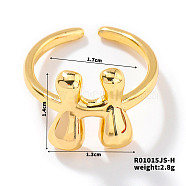 Fashionable Letter Brass Open Cuff for Women, Golden, European and American Style, Letter H, Inner Diameter: 17mm(UR6840-8)