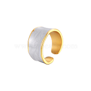 Stainless Steel Enamel Cuff Rings, Open Finger Rings, Real 18K Gold Plated(LE3128)