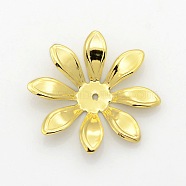 8-Petal Iron Flower Bead Caps, Golden, 29x2mm, Hole: 1mm(IFIN-M008-01G)