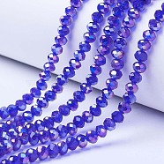 Electroplate Glass Beads Strands, AB Color Plated, Faceted, Rondelle, Blue, 2.5x2mm, Hole: 0.4mm, about 199pcs/strand, 13.4 inch(34cm)(EGLA-A034-T1mm-B15)