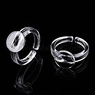 Transparent Acrylic Open Cuff Ring Components, Flat Round Ring Settings for Kids, Clear, US Size 3(14mm), Tray: 9mm(TACR-ZX018-10A)