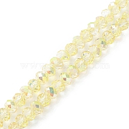 Electroplate Transparent Glass Beads Strands, AB Color Plated, Faceted, Rondelle, Yellow, 5.5x4mm, Hole: 1mm, about 100pcs/strand, 17.01''(43.2cm)(EGLA-K015-07E)