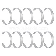 10Pcs 304 Stainless Steel Open Cuff Bangles, Plain Bangles for Men Women, Stainless Steel Color, Inner Diameter: 2-1/4 inch(5.85cm)(BJEW-GO0001-02A)