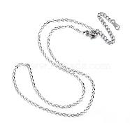 304 Stainless Steel Necklaces, Curb Chain Necklaces, Stainless Steel Color, 16.14 inch(41cm)(NJEW-E080-09P)