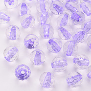 Transparent Acrylic Beads, Round, Faceted, Lilac, 12x11.5mm, Hole: 1.8mm, about 550pcs/500g(TACR-S154-10A-47)