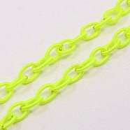 Handmade Nylon Cable Chains Loop, Oval, Green Yellow, 8~9x11~13x2mm, about 85cm/strand, 33.5 inch(X-EC-A001-26)