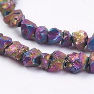 Electroplated Natural Pyrite Bead Strands, Nuggets, Multi-color Plated, 1.5~5x3~6mm, Hole: 1mm, about 15.3~15.7 inch(G-G673-03D)