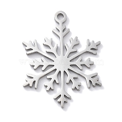 Christmas Theme Anti-Tarnish 304 Stainless Steel Pendants, Laser Cut, Stainless Steel Color, Snowflake, 23x17.5x1mm, Hole: 1.5mm(STAS-R003-04P-05)