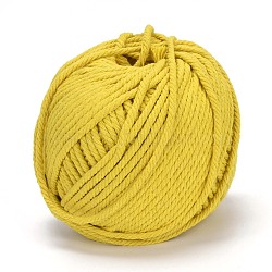 Macrame Cotton Cord, Twisted Cotton Rope, for Wall Hanging, Plant Hangers, Crafts and Wedding Decorations, Yellow, 4mm, about 120.29 yards(110m)/roll(OCOR-L039-A06-4mm)