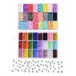 DIY Beads Jewelry Kits, Including Disc/Flat Round Handmade Polymer Clay Beads, Heishi Beads, Mixed Styles Glass Round Seed Beads, Acrylic Beads, Mixed Color, 6x1mm, Hole: 2mm, 240g(DIY-JQ0001-09-6mm)