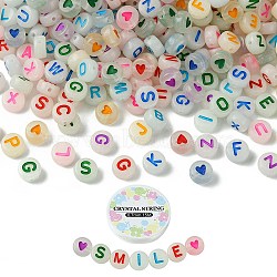 DIY Luminous Acrylic Letter Beaded Stretch Bracelet Making Kit, Mixed Color, 7x3.5~4mm, Hole: 1.2mm(DIY-YW0008-37)