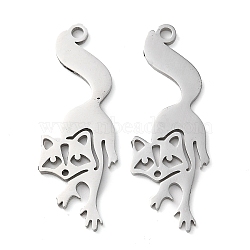 Non-Tarnish 304 Stainless Steel Pendants, Fox Charms, Stainless Steel Color, 41x19.5x1.5mm, Hole: 2mm(STAS-R116-03P)