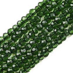 Glass Beads Strands, Faceted, Rondelle, Green, 2.5x1.5~2mm, Hole: 0.6~0.7mm, about 154~161Pcs/strand, 90~100 Strand/set(EGLA-T021-01F)