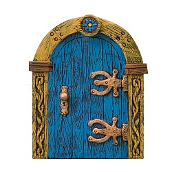Miniature Wooden Garden Door, for Dollhouse Accessories Pretending Prop Decorations, Dodger Blue, 100x85mm(MIMO-PW0001-172P)
