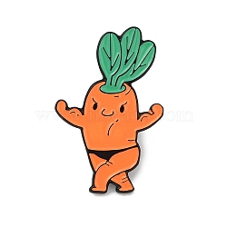 The Bodybuilder Carrot Enamel Pins, Alloy Lapel Pin Backs for Backpack Clothes , Orange, 26x17mm(JEWB-E042-05EB-01)