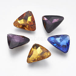 Glass Pointed Back Rhinestone, Back Plated, Faceted, Triangle, Mixed Color, 23x23x8mm(RGLA-Q009-M)