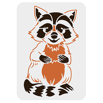 Plastic Drawing Painting Stencils Templates, for Painting on Scrapbook Fabric Tiles Floor Furniture Wood, Rectangle, Raccoon Pattern, 29.7x21cm