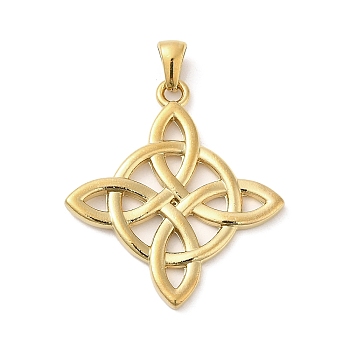 304 Stainless Steel Pendants, Witches Knot Wiccan Symbol, Golden, 34.5x30.5x2mm, Hole: 6x3.5mm