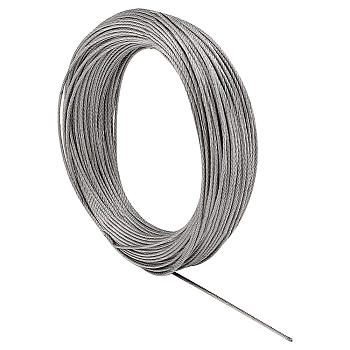 304 Stainless Steel Wires, Round, Stainless Steel Color, 1mm, about 98.43 Feet(30m)/Roll, 18 Gauge(1mm)