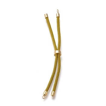 Nylon Twisted Cord Bracelet Making, Slider Bracelet Making, with Eco-Friendly Brass Findings, Round, Golden, Olive, 8.66~9.06 inch(22~23cm), Hole: 2.8mm, Single Chain Length: about 4.33~4.53 inch(11~11.5cm)