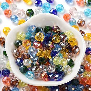 Glass Beads, Faceted, Rondelle, Mixed Color, 6x5mm, Hole: 1mm, about 280pcs/60g