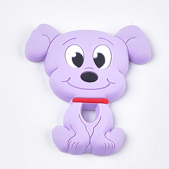 Food Grade Eco-Friendly Silicone Puppy Beads, Chewing Beads For Teethers, DIY Nursing Necklaces Making, Beagle Dog, Plum, 90~91x81x12mm