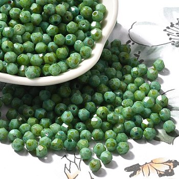 Baking Paint Glass Seed Beads, Bicone, Lime Green, 4.5x4mm, Hole: 1.1mm, about 142pcs/10g