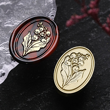 Halloween Theme Golden Tone Brass Wax Seal Stamp Head, for DIY Wax Seal Stamp Making, Flower, 30x20x15mm, Hole: 7mm