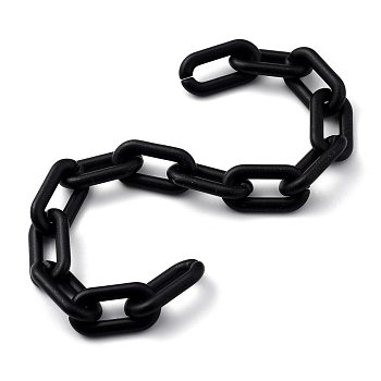Handmade Spray Painted CCB Plastic Cable Chains, Oval Link Chains, for Handbag Chain Making, Black, Link: 20.5x10.5x3mm, 39.37 inch(1m)/strand