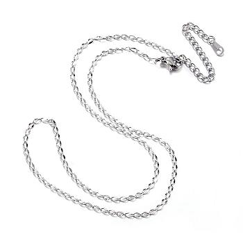 304 Stainless Steel Necklaces, Curb Chain Necklaces, Stainless Steel Color, 16.14 inch(41cm)