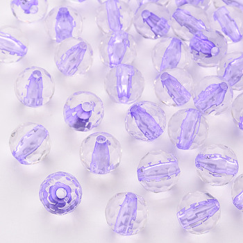Transparent Acrylic Beads, Round, Faceted, Lilac, 12x11.5mm, Hole: 1.8mm, about 550pcs/500g