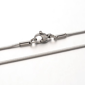 304 Stainless Steel Herringbone Chain Necklaces, with Lobster Claw Clasps, Stainless Steel Color, 15.7 inch(40cm)x1mm