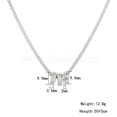 Collares con colgante de anillo de circonita cúbica micro pavé de acero inoxidable(NU5529)-3