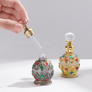 2Pcs 2 Colors Arabian Style Vintage Glass Openable Perfume Essential Oil Bottle(DIY-NB0008-51)-3
