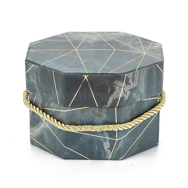 Dark Slate Blue Octagon Paper Jewelry Box