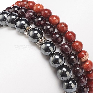 Ensemble de bracelets extensibles en perles rondes avec pierres mélangées naturelles et synthétiques de style 3pcs 3(BJEW-JB08586)-3