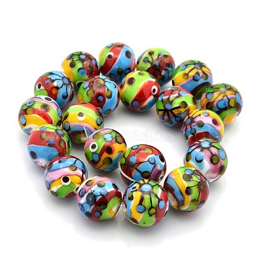 Multi-couleur perles rondes main de Murano(LAMP-O008-03)-2